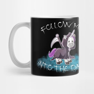 Follow Me into Dark Grim Reaper Unicorn Mug